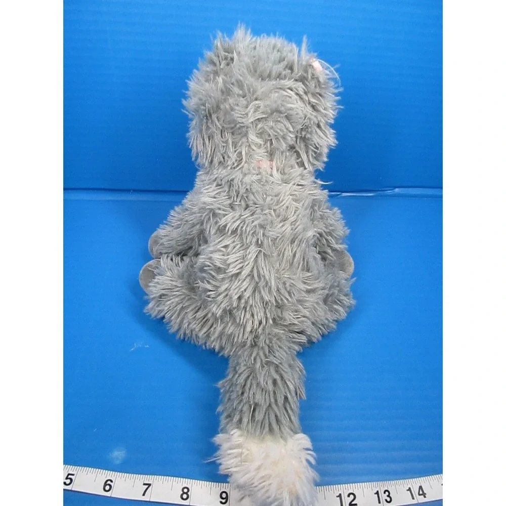 GUND Gray & White Scruffy Fur Plush Kitty Cat w/ Pink Bow jemma 320591